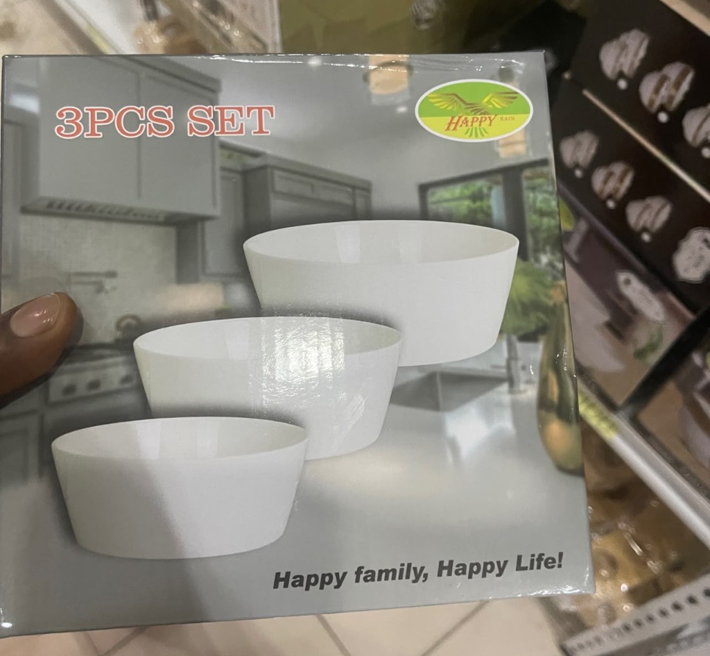 Happy Rain 3-piece white bowl set packaging